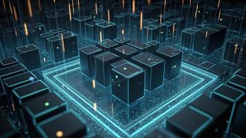 3D rendering of abstract technology concept. Digital data transfer and communication photo