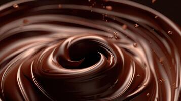 Chocolate background. Melted chocolate. Chocolate swirl. Melted chocolate swirl background. . photo