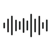 Black sound wave. Music audio frequency, sound line wave, electronic radio signal, volume level symbol. Vector curve radio waves