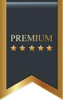 Black and Gold 3d Ribbons, symbol premium VIP, Quality with ornament kings and stars Vector illustration