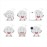dibujos animados personaje de voleo pelota con varios cocinero emoticones vector