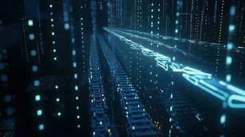 3D rendering of abstract technology concept. Digital data transfer and communication photo