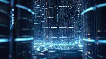3D rendering of abstract technology concept. Digital data transfer and communication photo