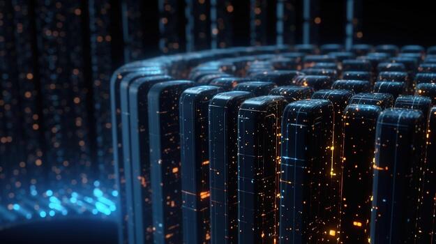 3D rendering of abstract technology concept. Digital data transfer and communication photo