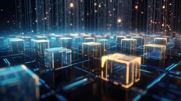 3D rendering of abstract technology concept. Digital data transfer and communication photo