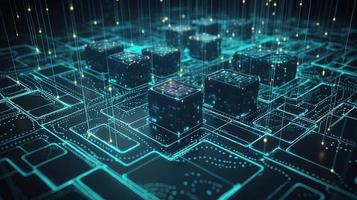 3D rendering of abstract technology concept. Digital data transfer and communication photo
