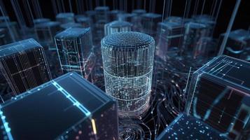 3D rendering of abstract technology concept. Digital data transfer and communication photo