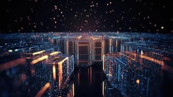 3D rendering of abstract technology concept. Digital data transfer and communication photo