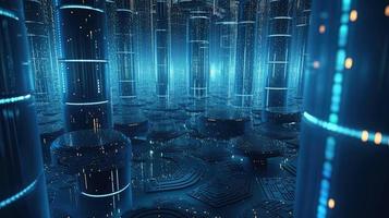 3D rendering of abstract technology concept. Digital data transfer and communication photo