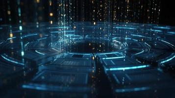 3D rendering of abstract technology concept. Digital data transfer and communication photo