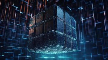 3D rendering of abstract technology concept. Digital data transfer and communication photo