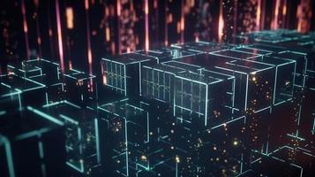 3D rendering of abstract technology concept. Digital data transfer and communication photo