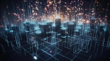 3D rendering of abstract technology concept. Digital data transfer and communication photo