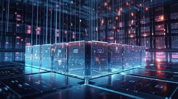 3D rendering of abstract technology concept. Digital data transfer and communication photo
