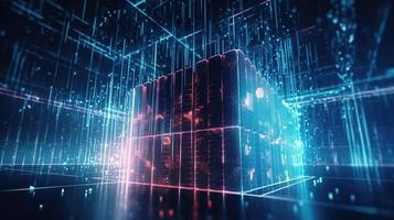 3D rendering of abstract technology concept. Digital data transfer and communication photo