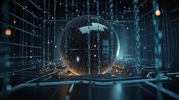 3D rendering of abstract technology concept. Digital data transfer and communication photo
