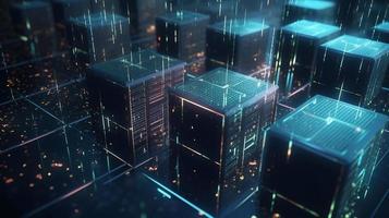 3D rendering of abstract technology concept. Digital data transfer and communication photo