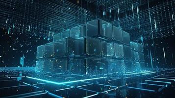 3D rendering of abstract technology concept. Digital data transfer and communication photo
