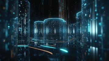3D rendering of abstract technology concept. Digital data transfer and communication photo
