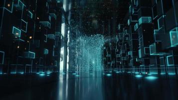 3D rendering of abstract technology concept. Digital data transfer and communication photo