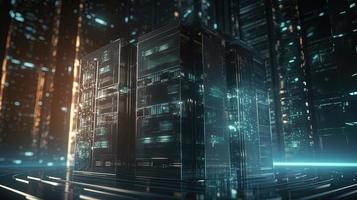3D rendering of abstract technology concept. Digital data transfer and communication photo