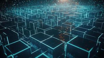 3D rendering of abstract technology concept. Digital data transfer and communication photo