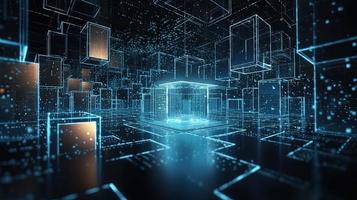 3D rendering of abstract technology concept. Digital data transfer and communication photo