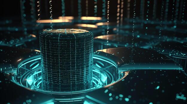 3D rendering of abstract technology concept. Digital data transfer and communication photo