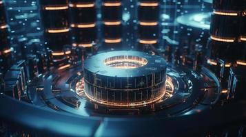 3D rendering of abstract technology concept. Digital data transfer and communication photo