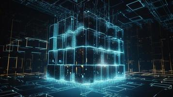 3D rendering of abstract technology concept. Digital data transfer and communication photo