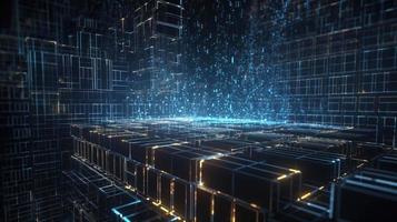 3D rendering of abstract technology concept. Digital data transfer and communication photo