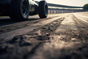 The international race track with a race car. Empty race track with race car. . photo