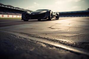 The international race track with a race car. Empty race track with race car. . photo