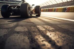 el internacional carrera pista con un carrera coche. vacío carrera pista con carrera coche. generativo ai. foto