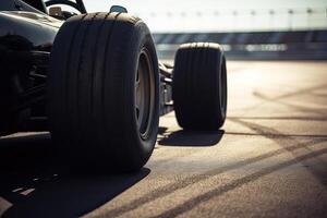 The international race track with a race car. Empty race track with race car. . photo