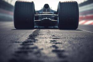 The international race track with a race car. Empty race track with race car. . photo