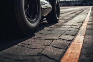 el internacional carrera pista con un carrera coche. vacío carrera pista con carrera coche. generativo ai. foto