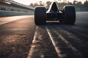 The international race track with a race car. Empty race track with race car. . photo