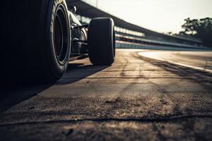 el internacional carrera pista con un carrera coche. vacío carrera pista con carrera coche. generativo ai. foto