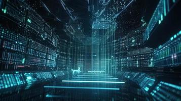 3D rendering of abstract technology concept. Digital data transfer and communication photo
