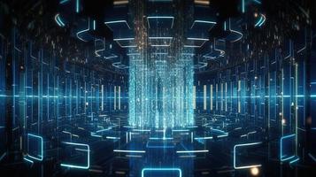 3D rendering of abstract technology concept. Digital data transfer and communication photo