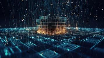 3D rendering of abstract technology concept. Digital data transfer and communication photo