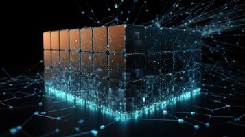 3D rendering of abstract technology concept. Digital data transfer and communication photo