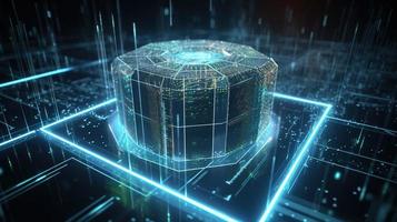 3D rendering of abstract technology concept. Digital data transfer and communication photo