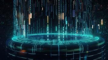 3D rendering of abstract technology concept. Digital data transfer and communication photo