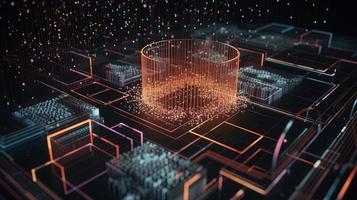 3D rendering of abstract technology concept. Digital data transfer and communication photo