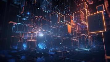3D rendering of abstract technology concept. Digital data transfer and communication photo