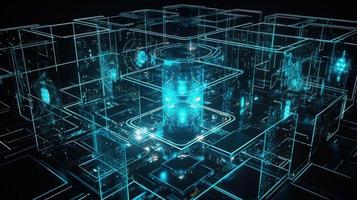 3D rendering of abstract technology concept. Digital data transfer and communication photo