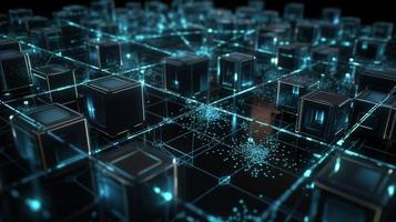 3D rendering of abstract technology concept. Digital data transfer and communication photo