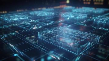 3D rendering of abstract technology concept. Digital data transfer and communication photo